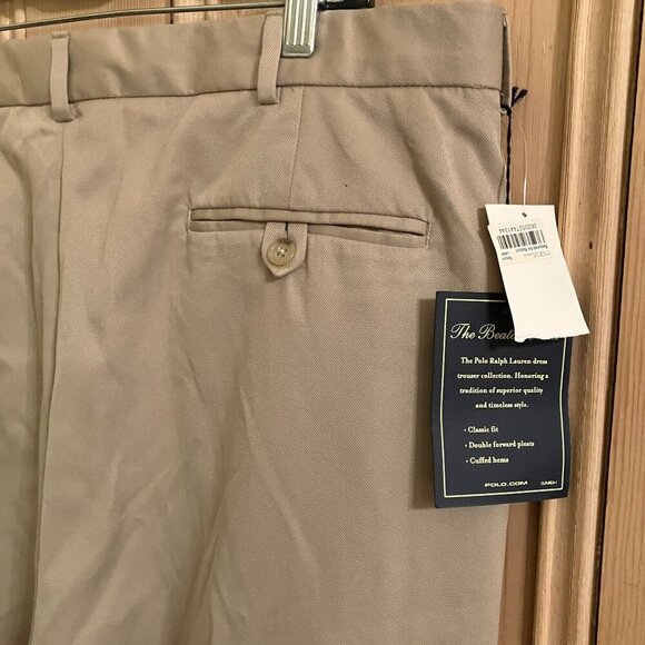 Polo Ralph Lauren Mens The Beaton Pant Pleated Dress Pants 38x32 Beige AN NWT - Picture 7 of 12